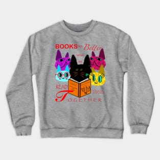 Fuzzy Cats Reading Together Crewneck Sweatshirt